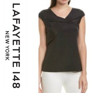 Lafayette 148 100% Silk Twist Front Sleeveless Top Sz 12